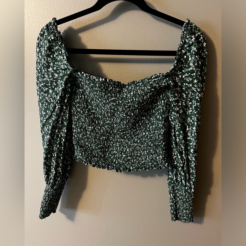 Reformation cropped smocked top